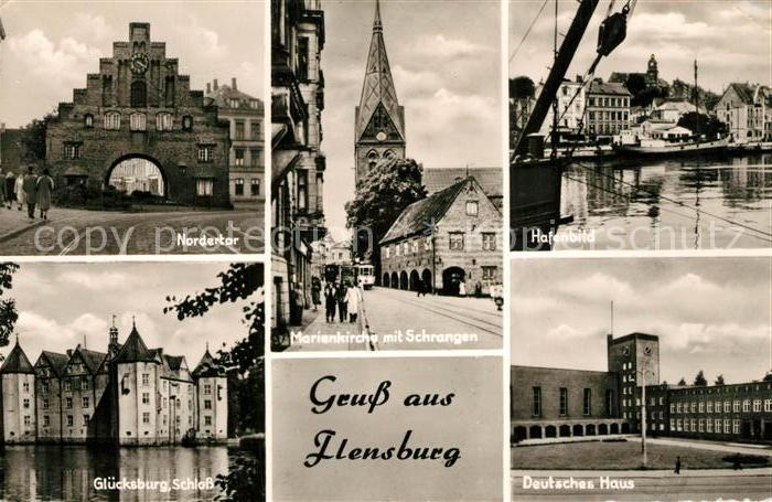 Flensburg Nordertor Schrangen Gluecksburger Schloss Deutsches-Haus Hafen