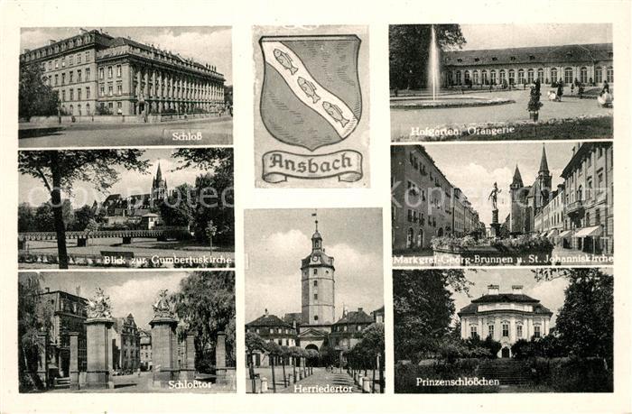 Ansbach Mittelfranken Schloss Hofgarten Orangerie Herridertor Prinzenschloessche