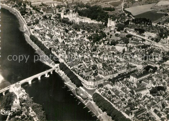 Chinon Indre et Loire Fliegeraufnahme Pont sur la Vienne  Villa et Chateau