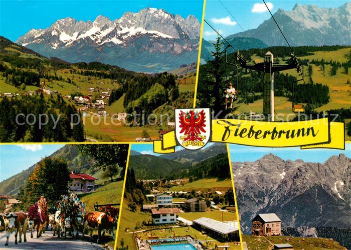 Fieberbrunn Tirol Kuehe Sessellift Freibad