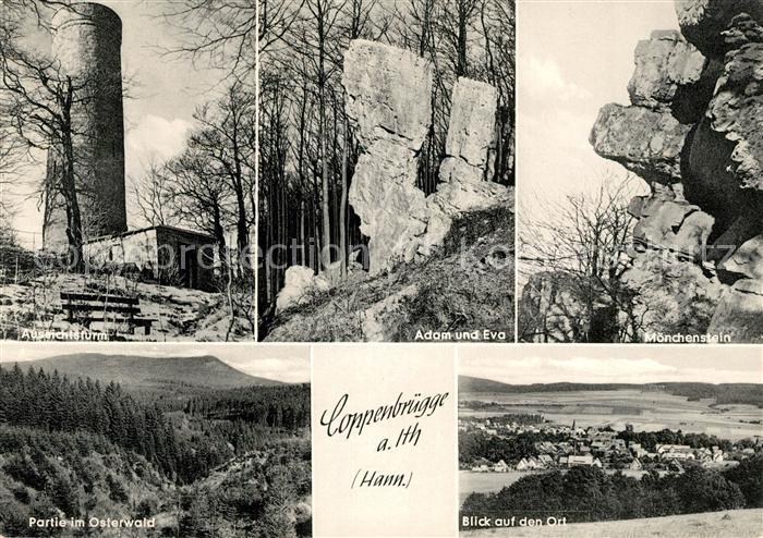 Coppenbruegge Aussichtsturm Adam und Eva Felsen Moenchenstein Osterwald