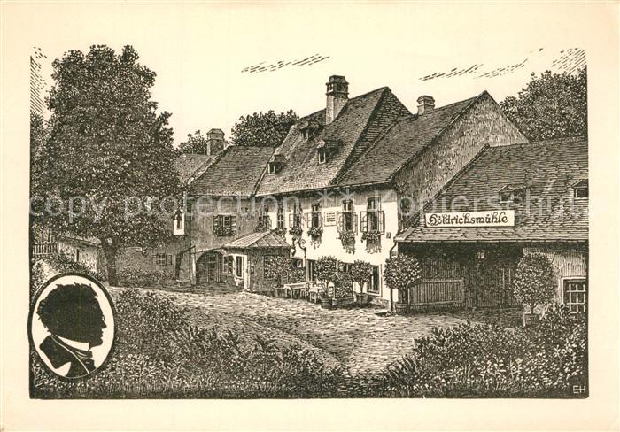 Hinterbruehl Niederoesterreich Gasthof Hoeldrichsmuehle Zeichnung