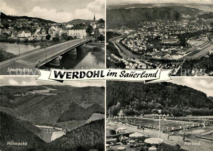 Werdohl Fliegeraufnahme Stadtbruecke Hoelmecke Freibad