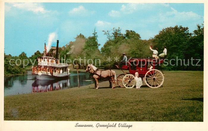 Pferdekutschen Schaufelraddampfer Suwanee Greenfield Village Dearborn Michigan