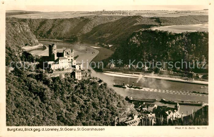Foto Zeitz F.G. Nr. 1113 Burg Katz Loreley St. Goar St. Goarshausen