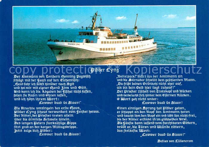 Motorschiffe MS Pidder Lyng Gedicht Detlev von Lilie