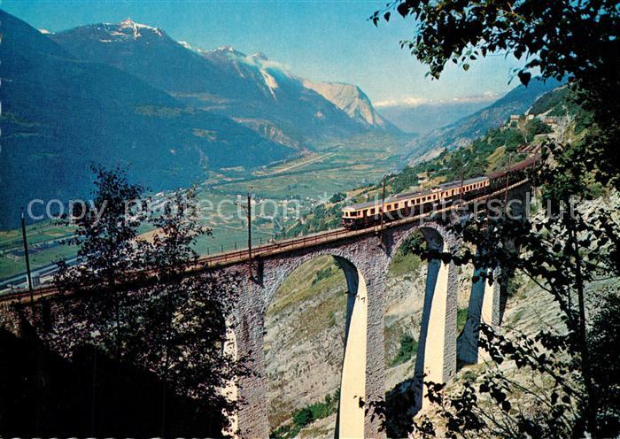 Eisenbahn Bern-Loetschberg-Simplon-Bahn Luogelkinviadukt Hohtenn