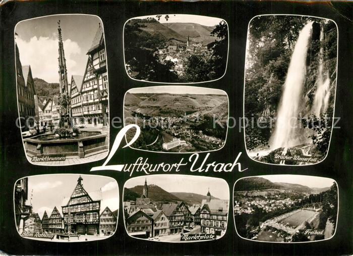 Urach Bad Marktbrunnen Wasserfall Marktplatz Rathaus