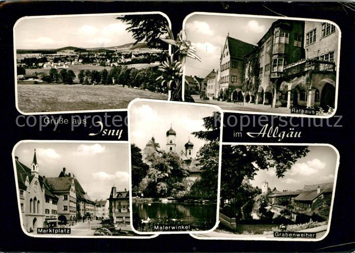 Isny Allgaeu Marktplatz Grabenweiher Rathaus