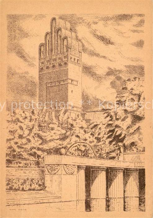 Darmstadt Hochzeitsturm Kuenstlerkarte Karl Weise