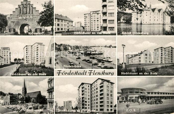 Flensburg Suedermarkt Mprdertor Hochhaeuser an der Rude