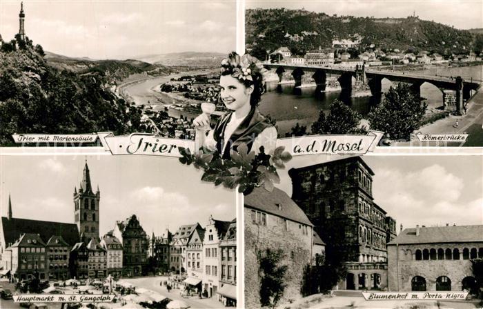 Trier Roemerbruecke Blumenhof Porta Nigra Hauptmarkt