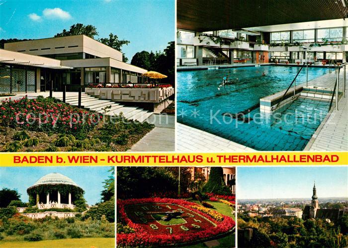Baden Wien Kurmittelhaus und Thermalhallenbad Beethoventempel Blumenuhr Stadtans