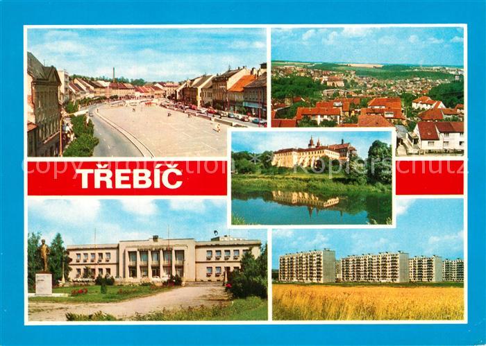 Trebic Trebitsch Gottwaldovo namesti Celkovy pohled Bazilika Zavodni klub ZGK Bo