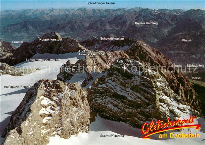 Hoher Dachstein mit Suedwandbahn und Schladminger Tauern Fliegeraufnahme