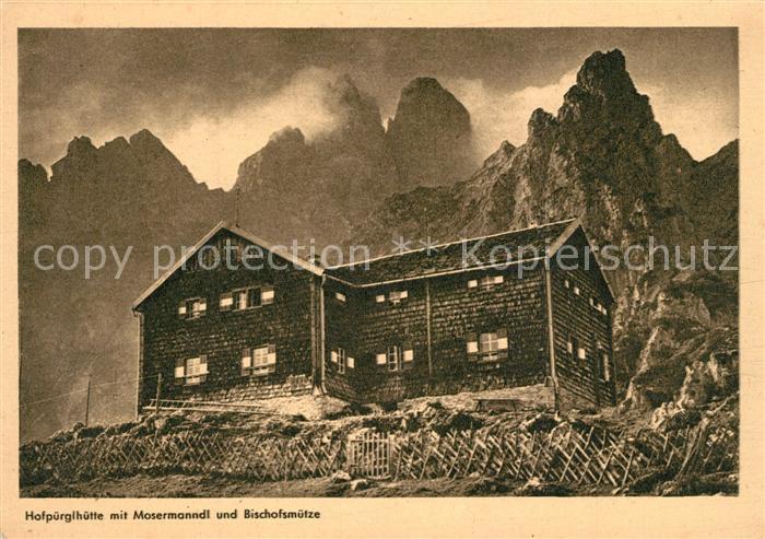Hofpuerglhuette mit Mosermanndl und Bischofsmuetze