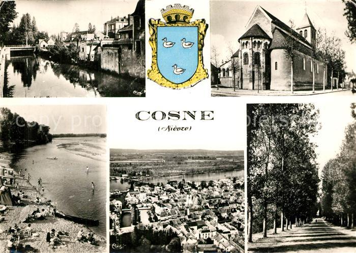 Cosne-Cours-sur-Loire Strandpartie Panorama Kirche Allee