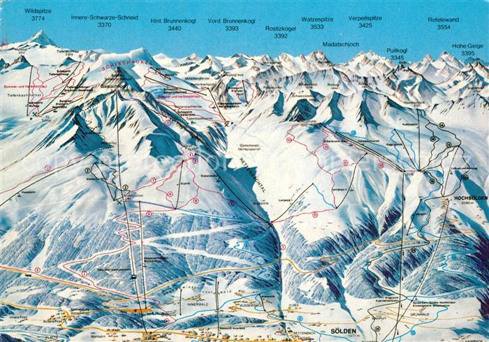 Soelden oetztal Ortungskarte Watzespitze Rostizkogel