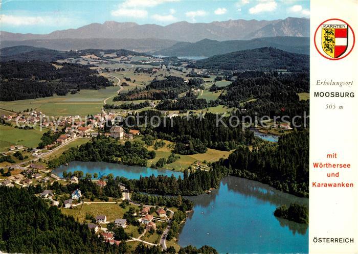 Moosburg Kaernten Fliegeraufnahme mit Woerthersee und Karawanken