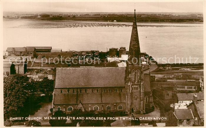 Caernarvon Christ Church Menai Straits Anglesea from Twthill