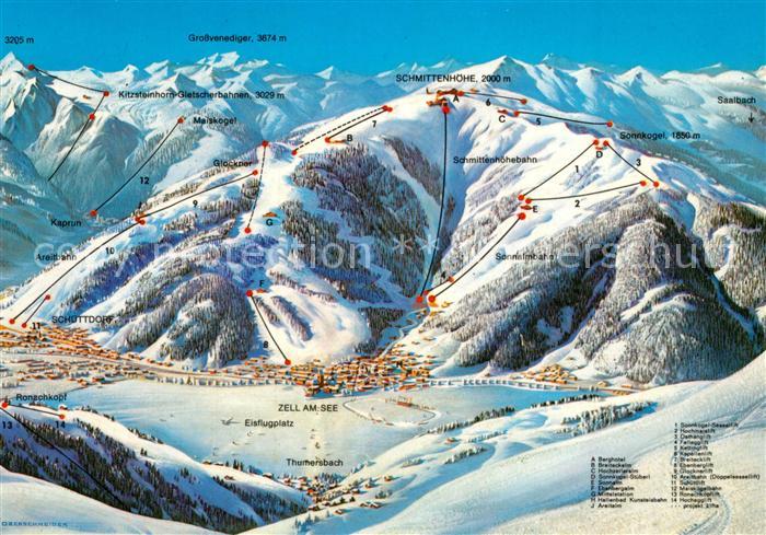 Zell See Winterpanoramakarte Schmittenhöhe