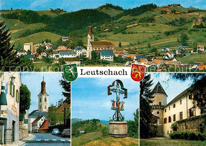 Leutschach Kirche Wegkreuz Burg Panorama