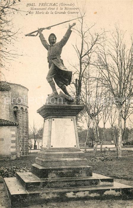 Prechac Gironde Monument eleve a la Memoire des Morts de la Grande Guerre