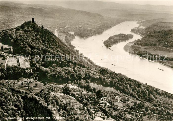 Drachenfels Fliegeraufnahme mit Rhein