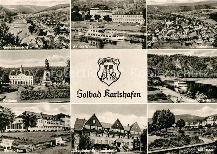 Bad Karlshafen Fliegeraufnahme Weser Hugenottenturm Sanatorium Eisenbahn-Erholun