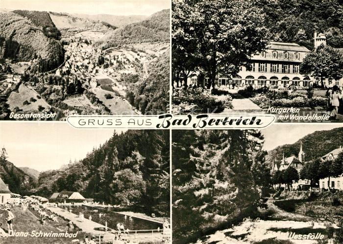 Bad Bertrich Fliegeraufnahme Kurgarten mit Wandelhalle Diana-Schwimmbad Uessfael