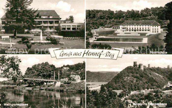Hennef Sieg Sportschule Kneippkurhaus Weingartsgasse Burgruine Blankenberg