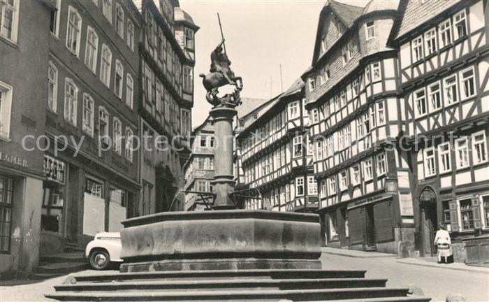 Marburg Lahn Marktbrunnen Fachwerkhaeuser
