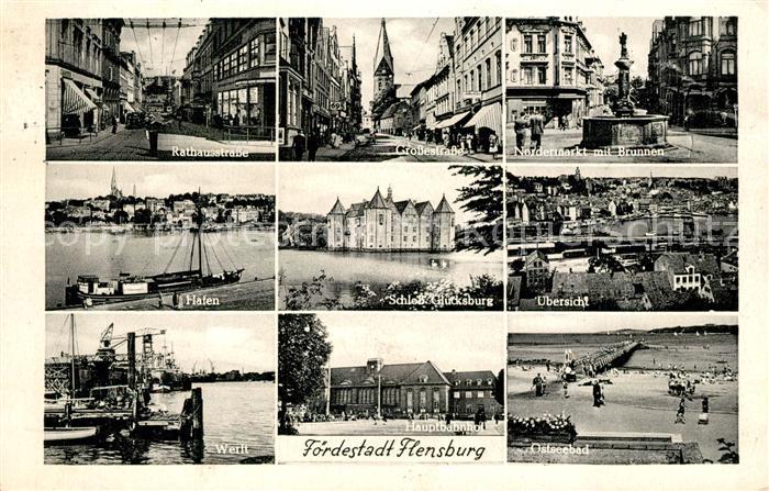 Flensburg Rathausstrasse Nordermarkt Schloss Gluecksburg