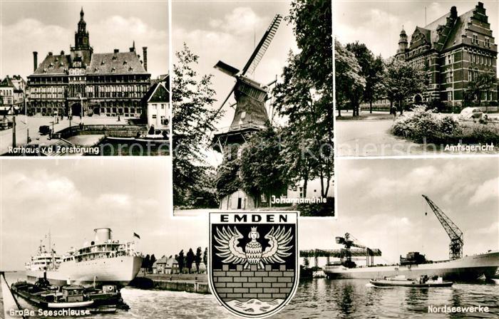 Emden Ostfriesland Rathaus Seeschleuse Nordseewerke Johannamuehle Amtsgericht