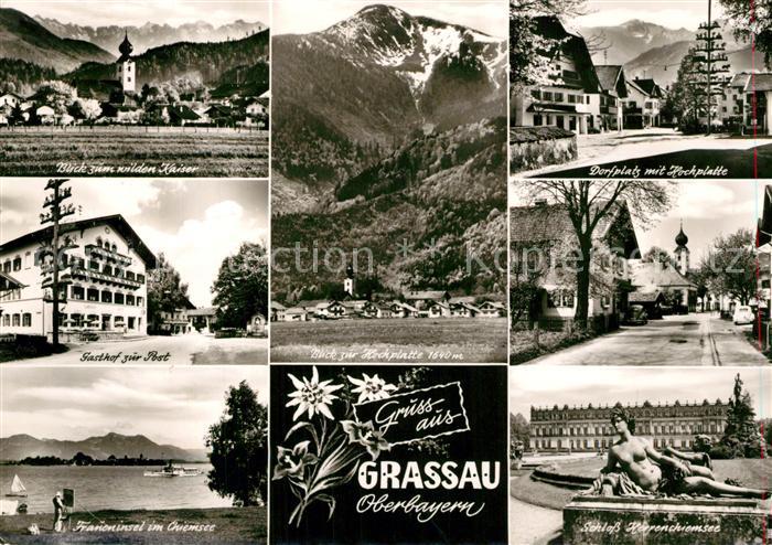 Grassau Chiemgau Gasthof zur Post Dorfplatz Schloss Herrenchiemsee