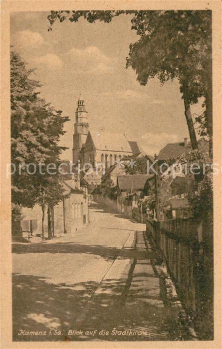 Kamenz Sachsen Blick auf die Stadtkirche