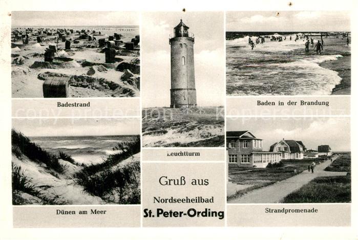 St Peter-Ording Badestrand Leuchtturm Brandungsbaden Duenen Strandpromenade