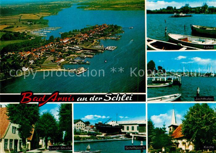 Bad Arnis Schlei Fliegeraufnahme Faehre Jachthafen Lange Str Schiffswerft Kirche