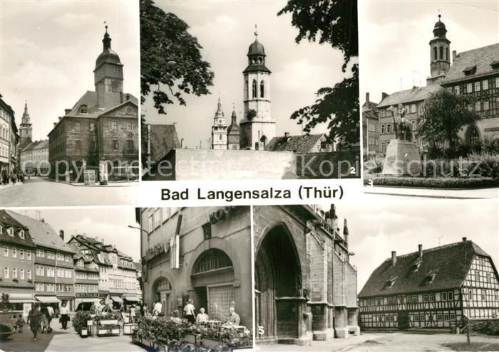 Bad Langensalza Marktstrasse Rathaus Dreituermeblick Thaelmannplatz Reiterdenkma