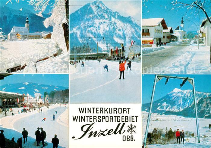 Inzell Kirche Eisbahn Ortspartie Schlepplift