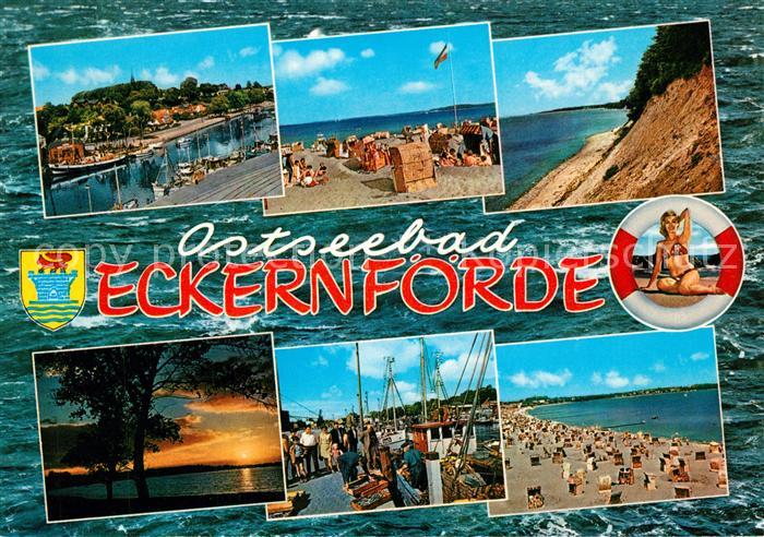 Eckernfoerde Kanal Strand Steilkueste Hafenpartie