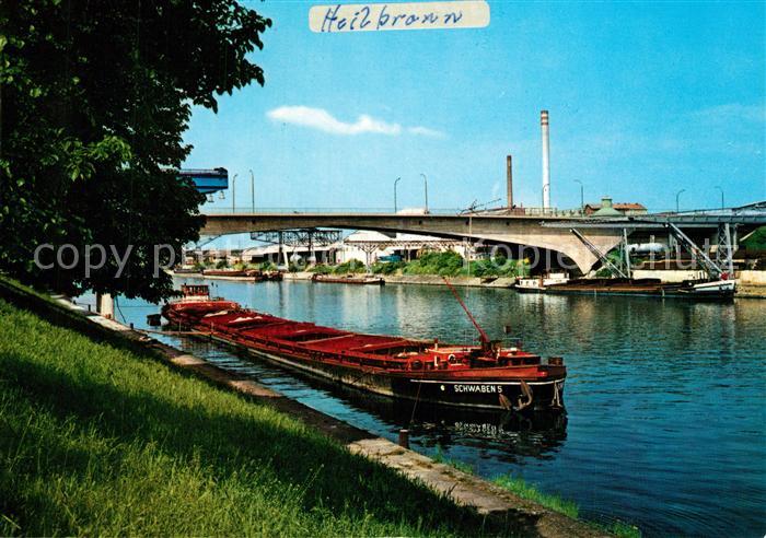 Heilbronn Neckar Partie am Neckar Frachtschiff Bruecke