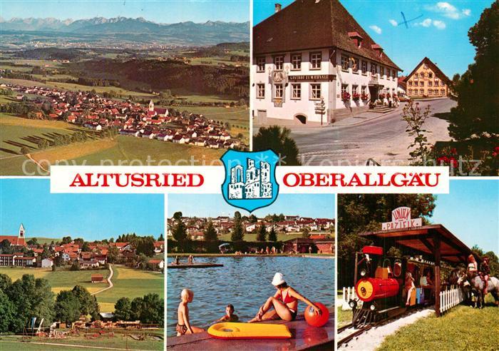 Altusried Fliegeraufnahme Gasthof zum Roessle Ortsblick Western Lok