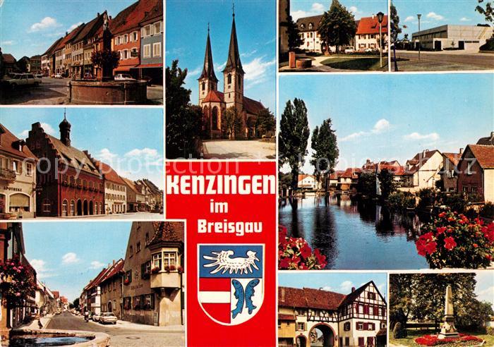 Kenzingen Dorfbrunnen Kirche Fachwerkhaeuser Park Schule