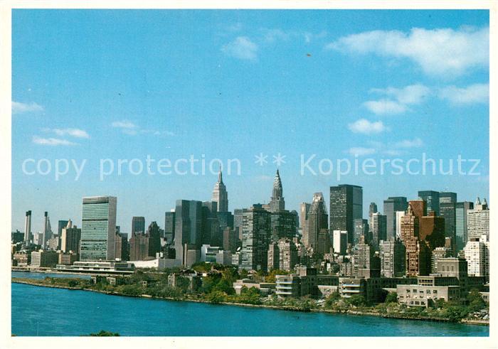 New York City The East Rever with the UN Building and Manhattan skyline