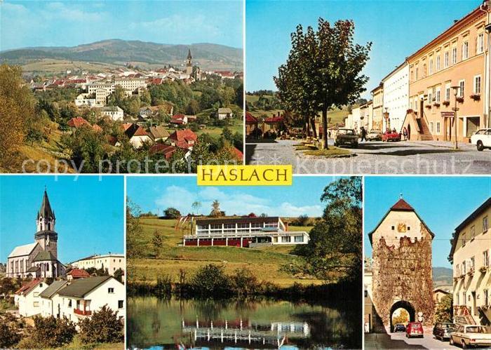 Haslach Muehl Panorama Rathaus Kirche Stadthalle Stadttor