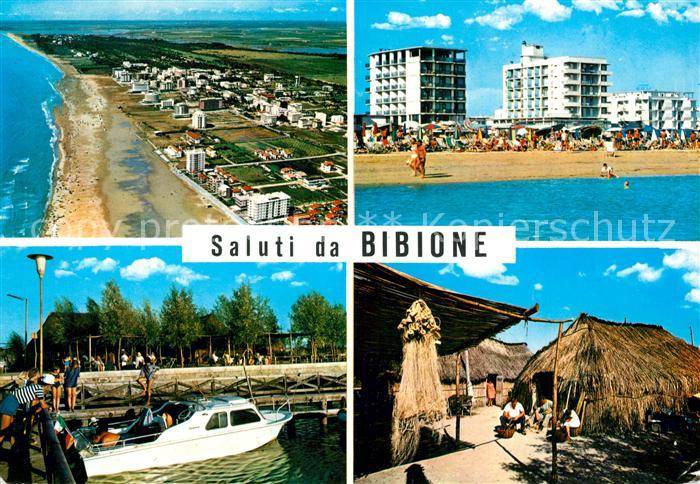 Bibione Fliegeraufnahme Strand Hotelanlagen Bootsanlegestelle
