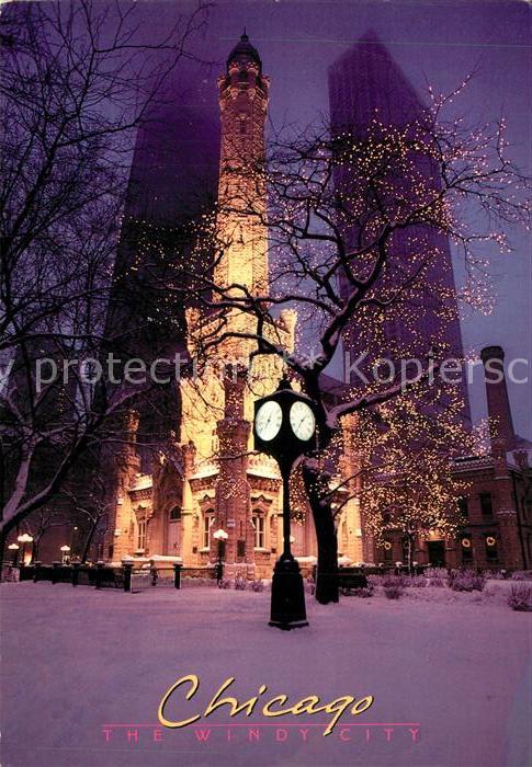 Chicago Illinois Water Tower Winter Nachtaufnahme