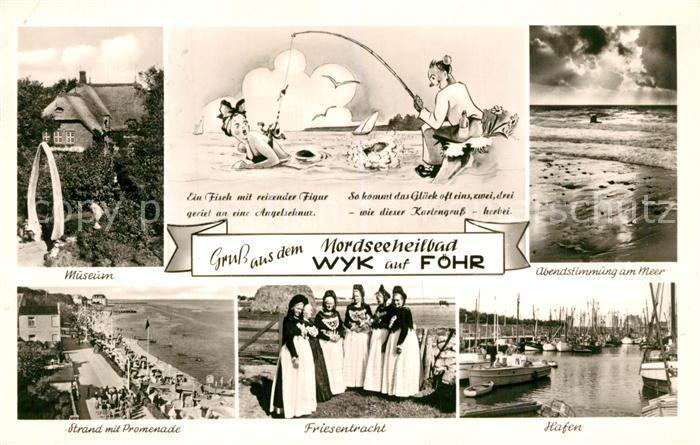 Wyk Foehr Museum Abendstimmung am Meer Strand Promenade Friesentracht Hafen Angl