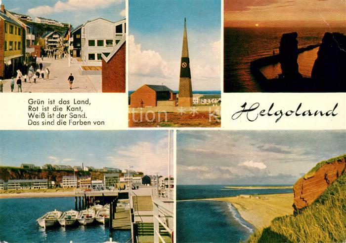 Helgoland Lung Wai Kirche Sonnenuntergang an der Langen Anna Landungsbruecke mit